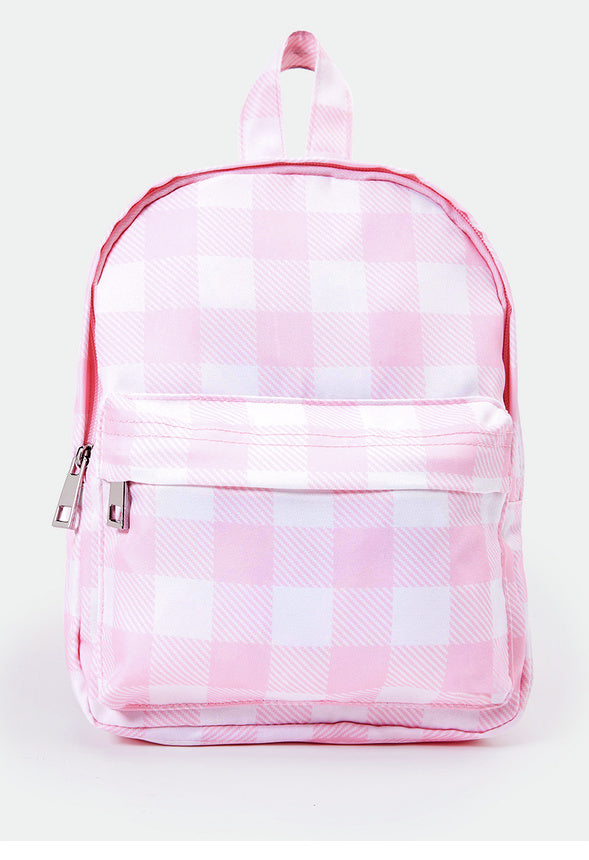 Gingham Mini Backpack Pink