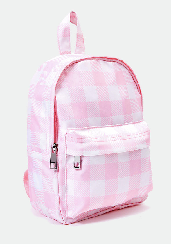 Gingham Mini Backpack Pink