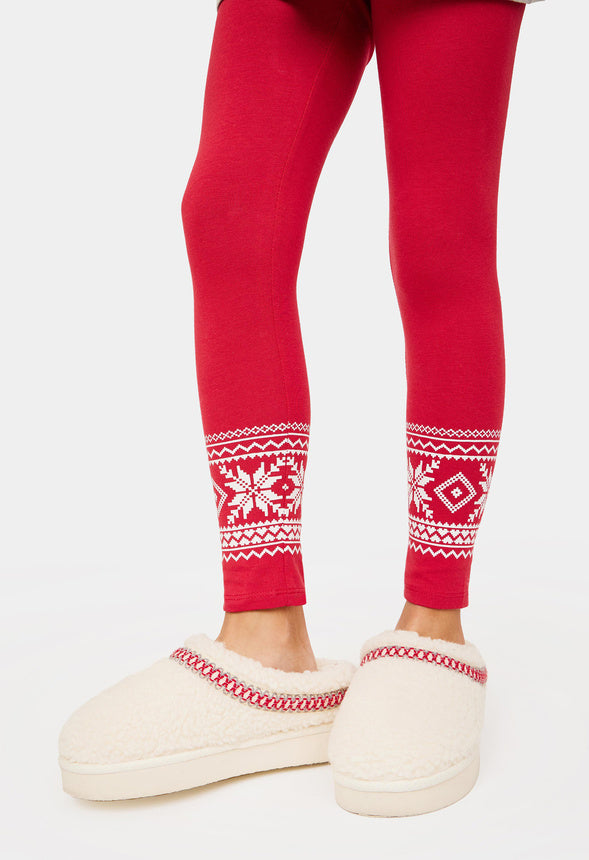 Fair Isle Ankle Legging Red