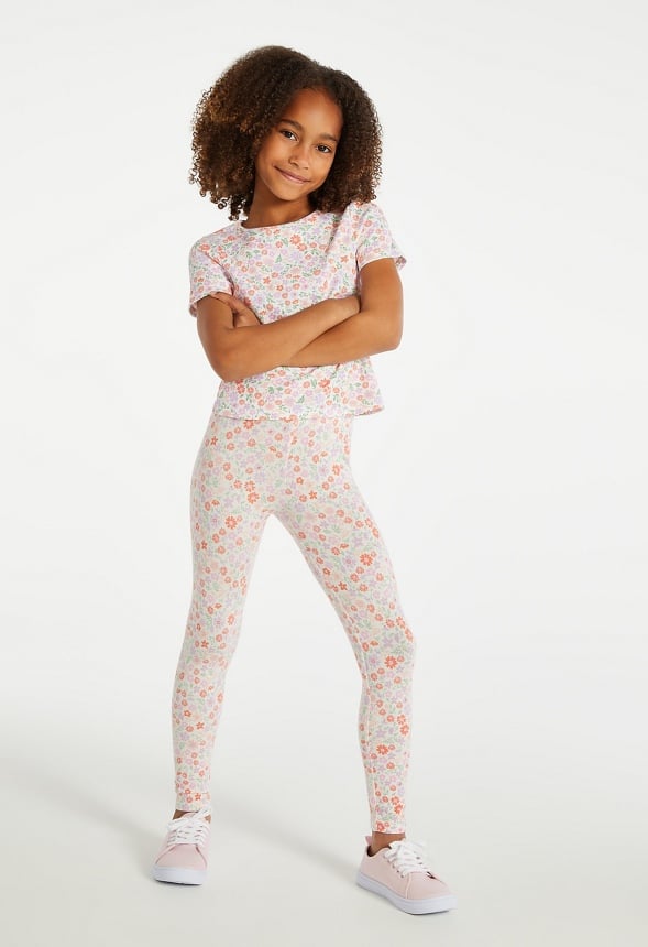 Spring Ditsy Floral Legging White Floral