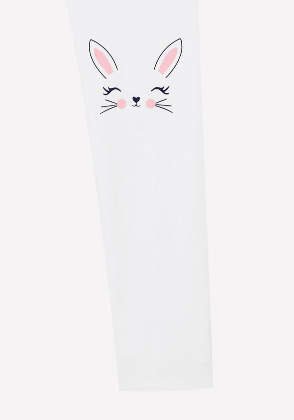 Bunny Knee Graphic Legging White