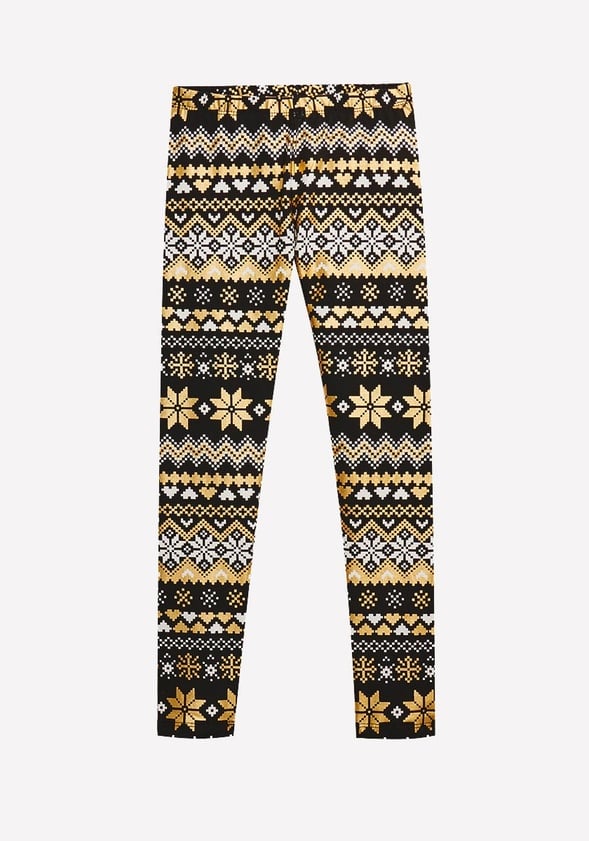 Gold Fair Isle Legging Black And Gold
