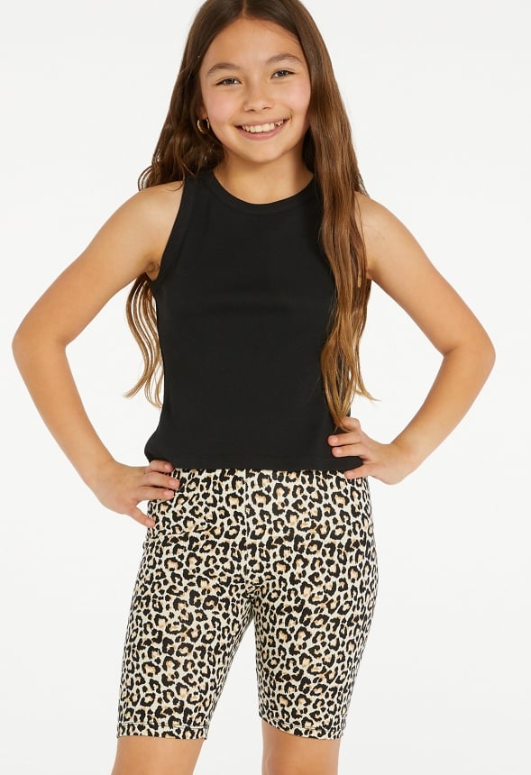 Cheetah Print Bike Short Tan