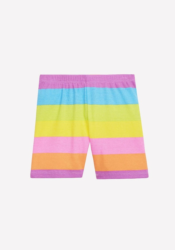 Rainbow Ribbed Bike Short Multi
