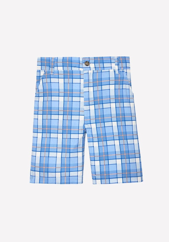 Woven Plaid Short Blue Plaid