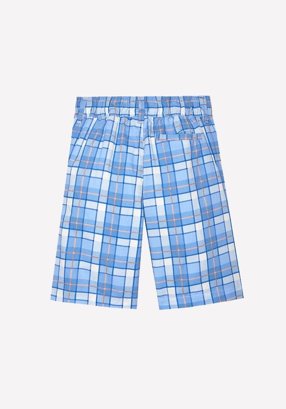 Woven Plaid Short Blue Plaid