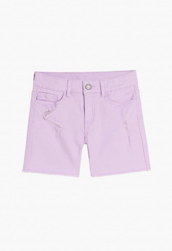 Destructed Denim Shorts Purple