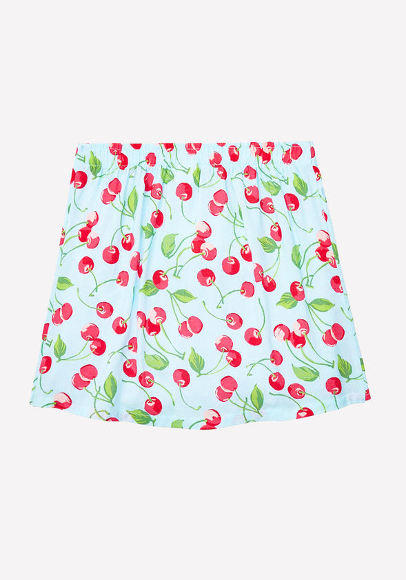Cherry Tie Front Skirt Blue
