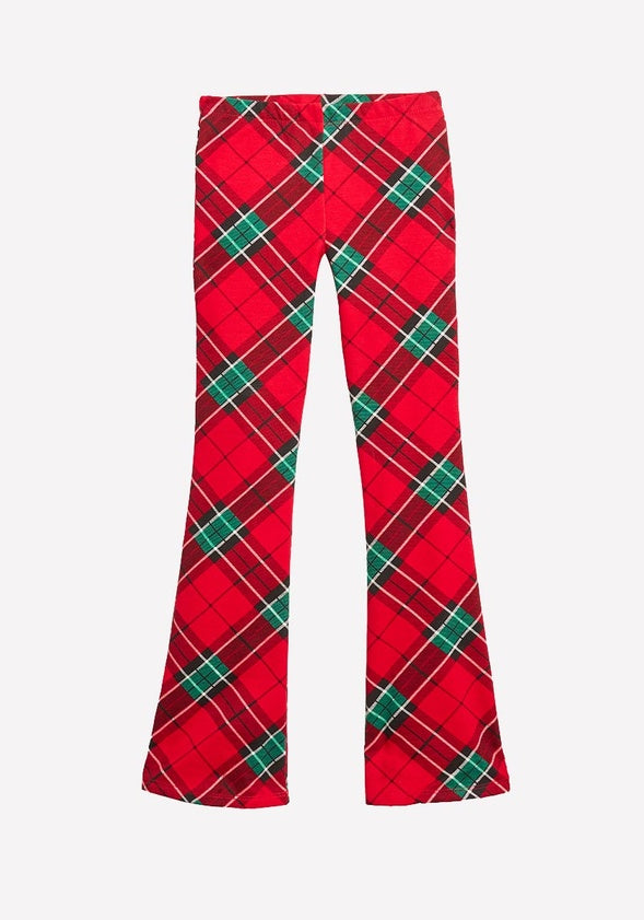 Soft Fleece Flare Pant Red Plaid