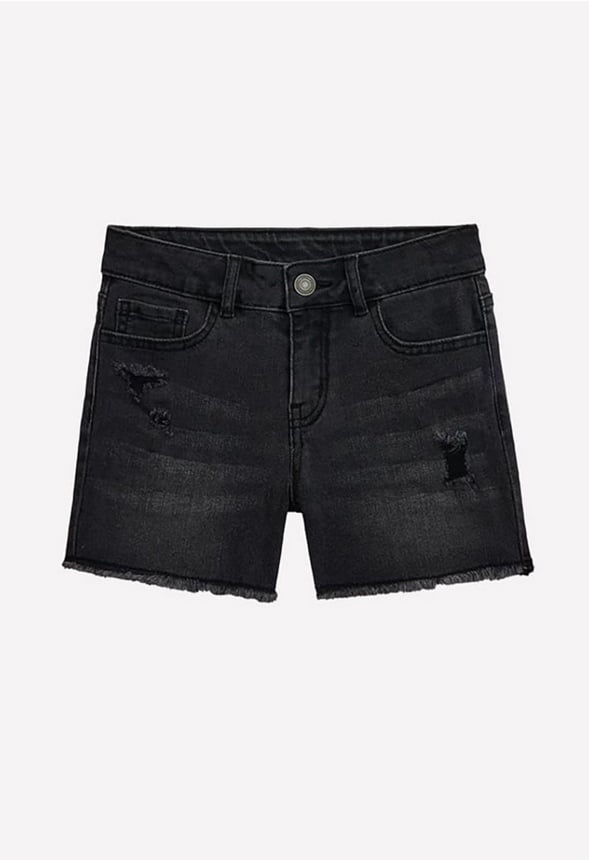 Distressed Denim Short Black