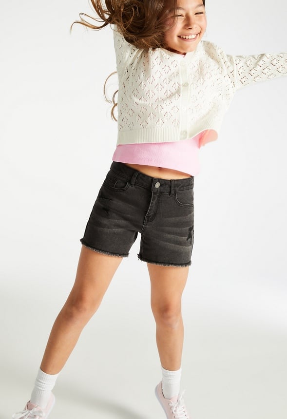 Distressed Denim Short Black