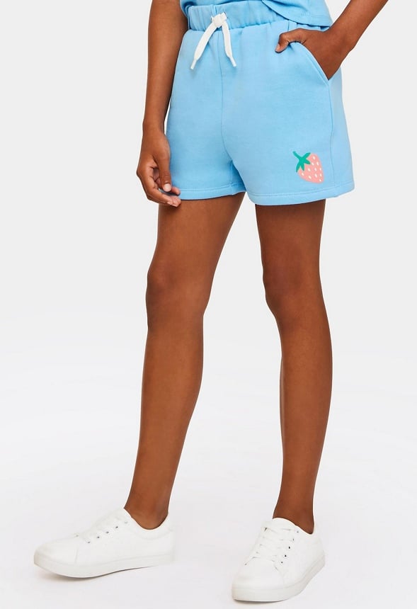 Strawberry Icon Fleece Shorts Blue