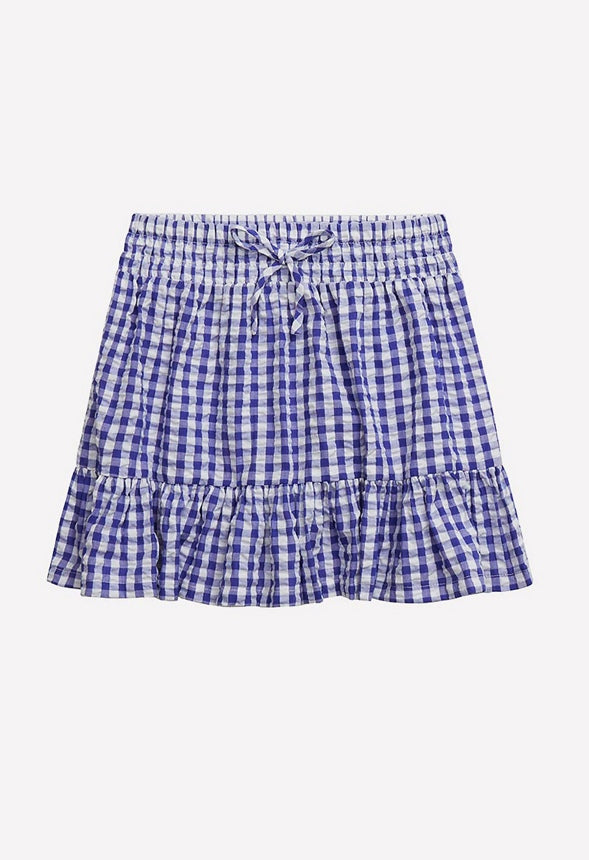 Gingham Flounce Skirt Blue Gingham