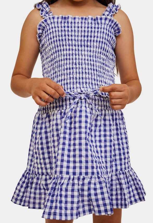Gingham Flounce Skirt Blue Gingham