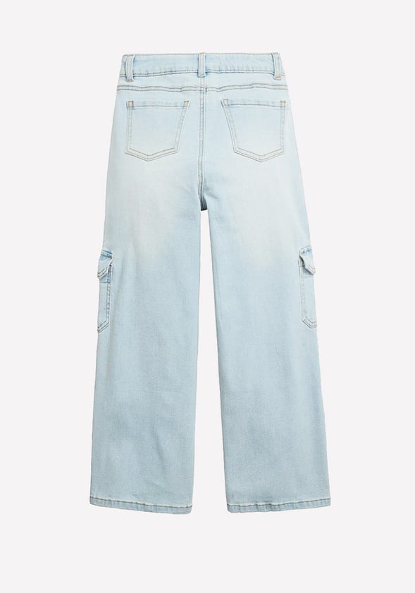 Wide Leg Cargo Denim Blue