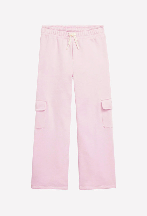 Wide Leg Cargo Sweatpants Light Pink