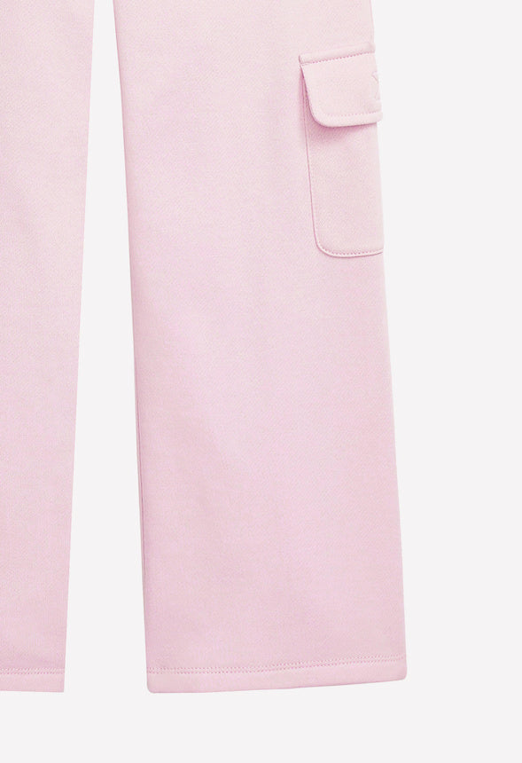 Wide Leg Cargo Sweatpants Light Pink