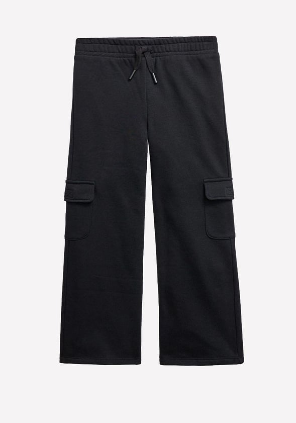 Wide Leg Cargo Sweatpant Black