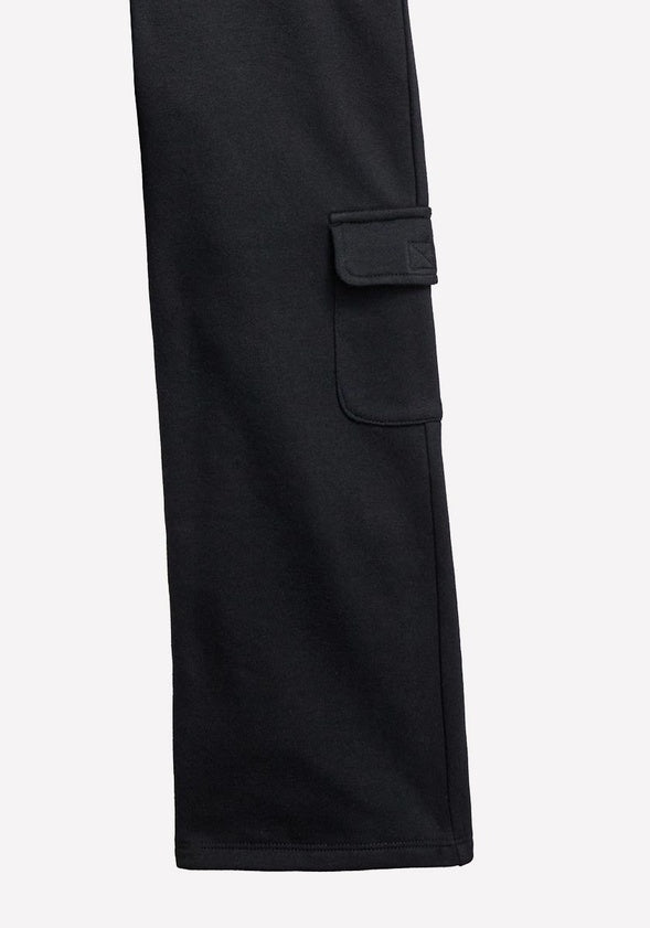 Wide Leg Cargo Sweatpant Black
