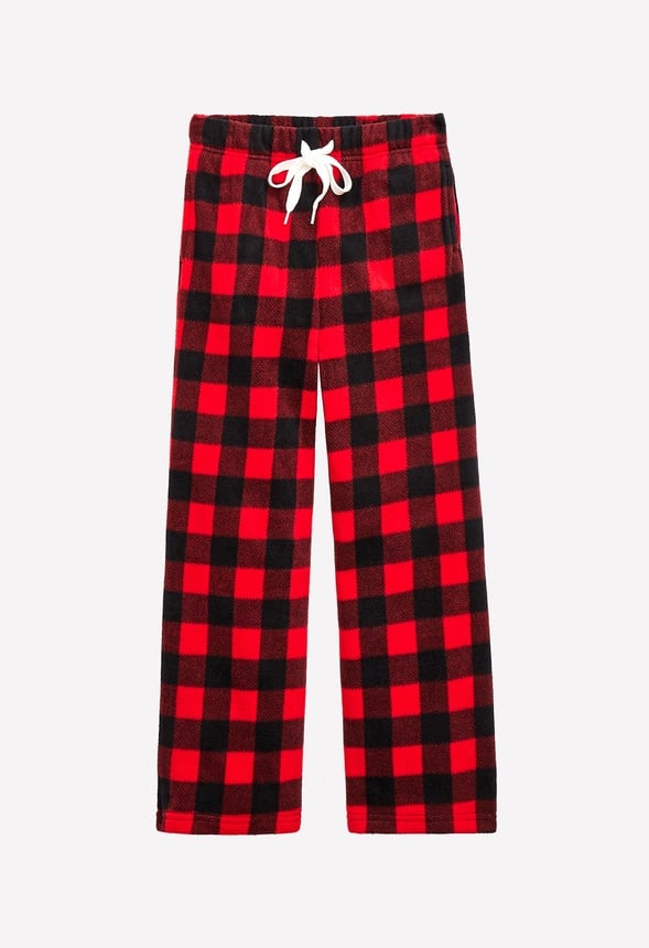 Wide Leg Lounge Pants Red Plaid