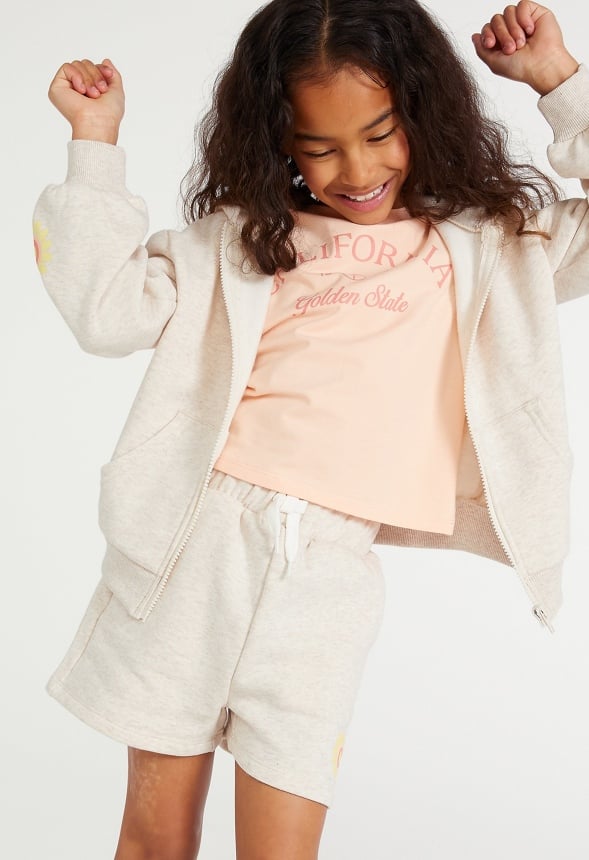 Sunny Flower Icon Fleece Shorts Grey