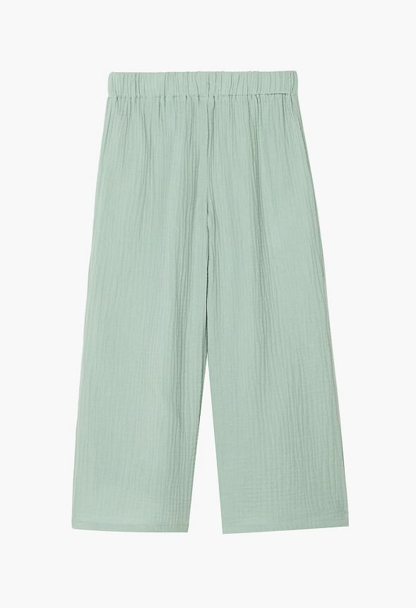 Crinkle Knit Wide Leg Pants Green