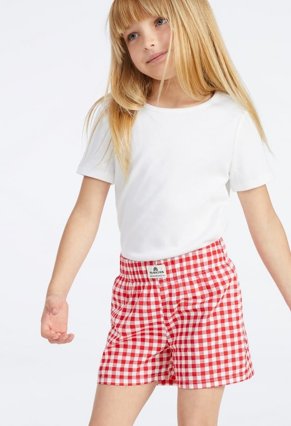 Gingham Pull On Shorts Red Gingham