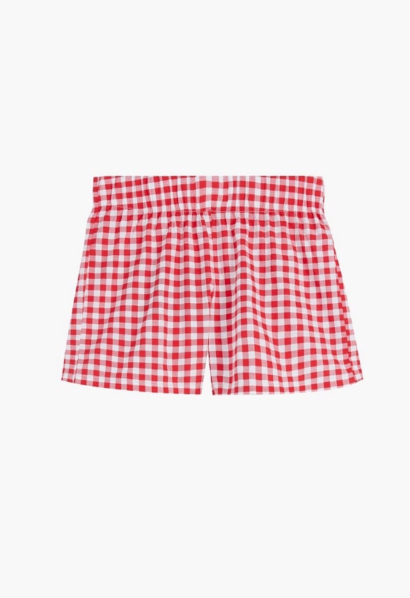 Gingham Pull On Shorts Red Gingham