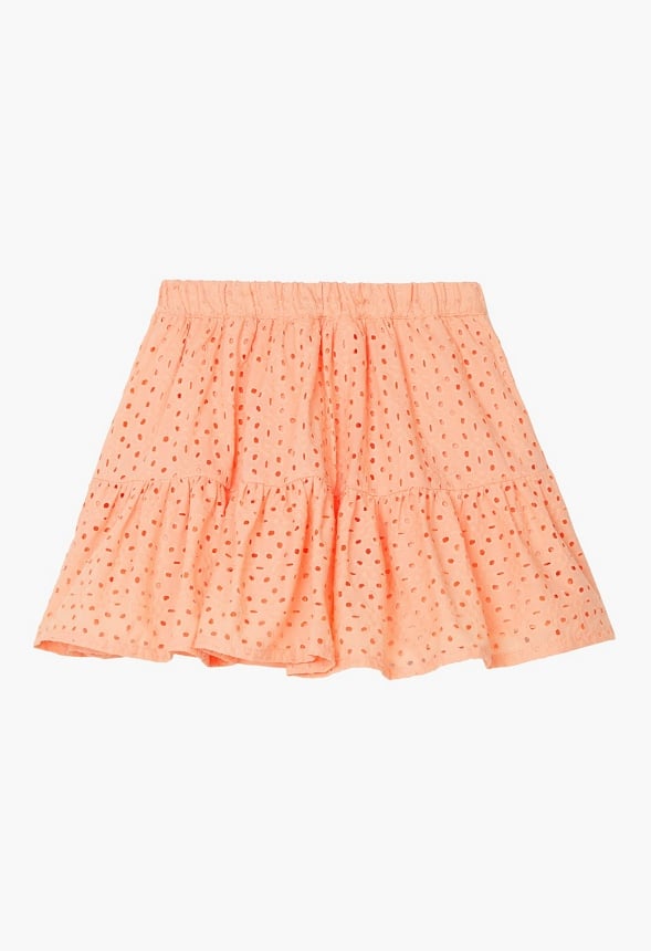Eyelet Flowy Skirt Coral