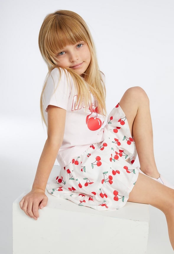 Cherry Flounce Skirt White Cherry