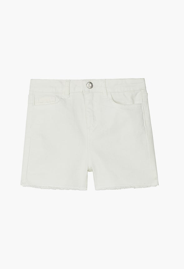 Printed Bow Denim Shorts White