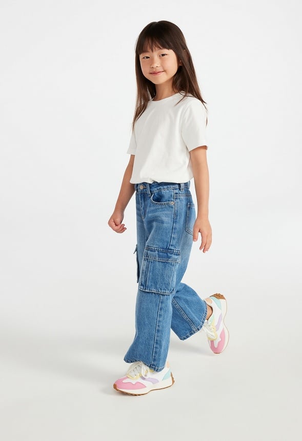 High Rise Wide Leg Cargo Denim Blue