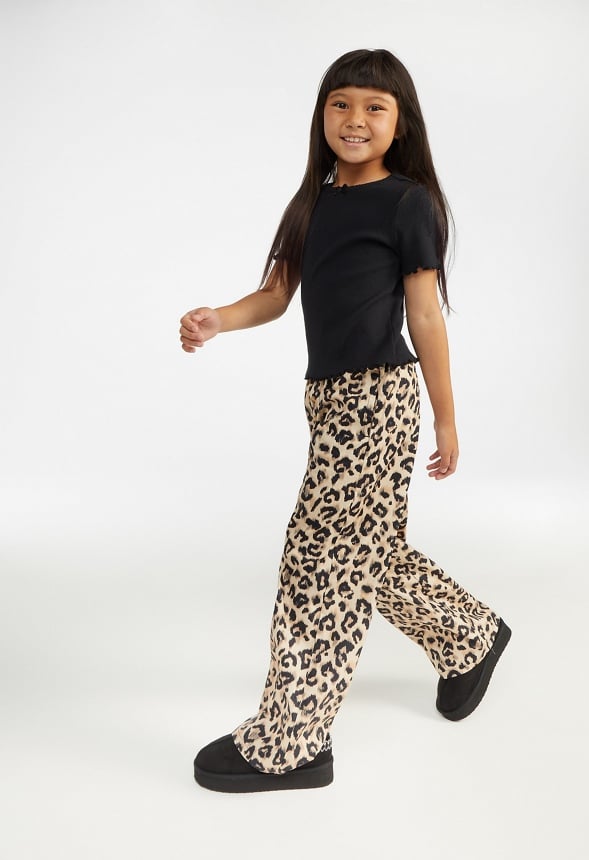Elastic Waist Wide Leg Pants Tan