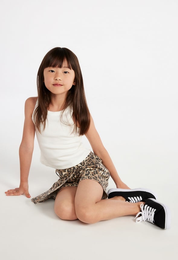 Front Pocket Wrap Skort Brown