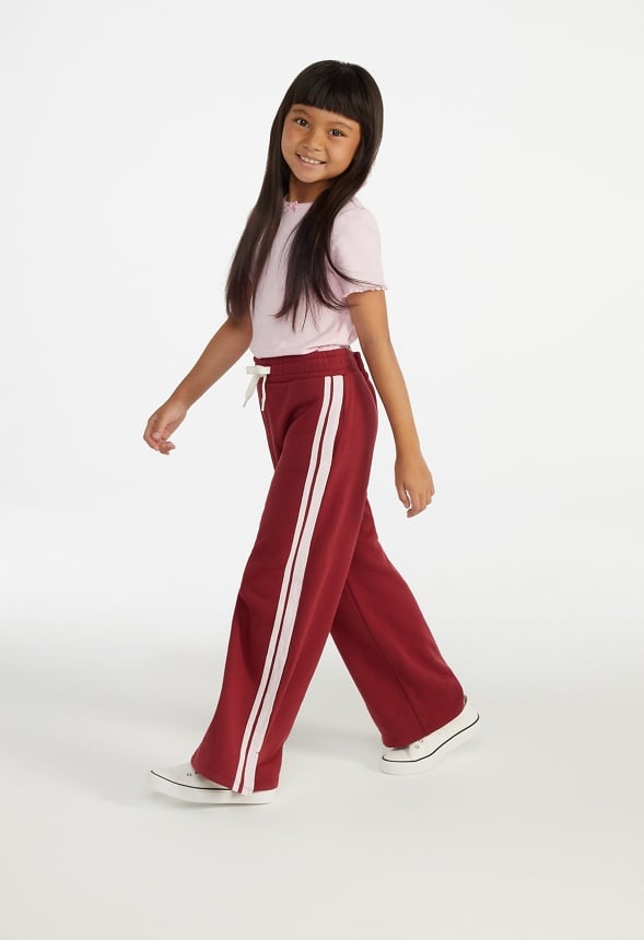 Side Stripe Wide Leg Pants Red