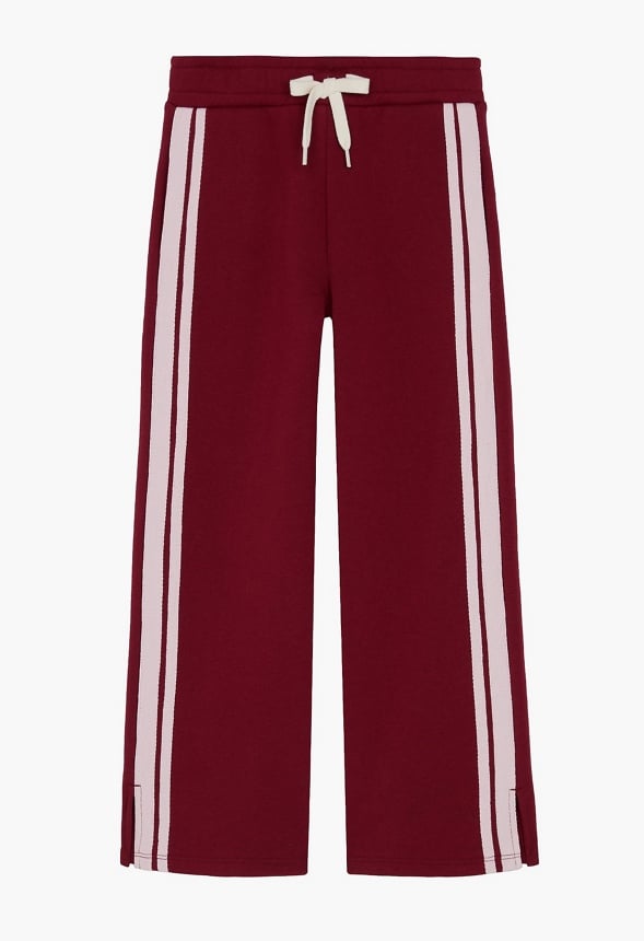 Side Stripe Wide Leg Pants Red