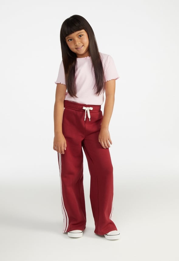 Side Stripe Wide Leg Pants Red