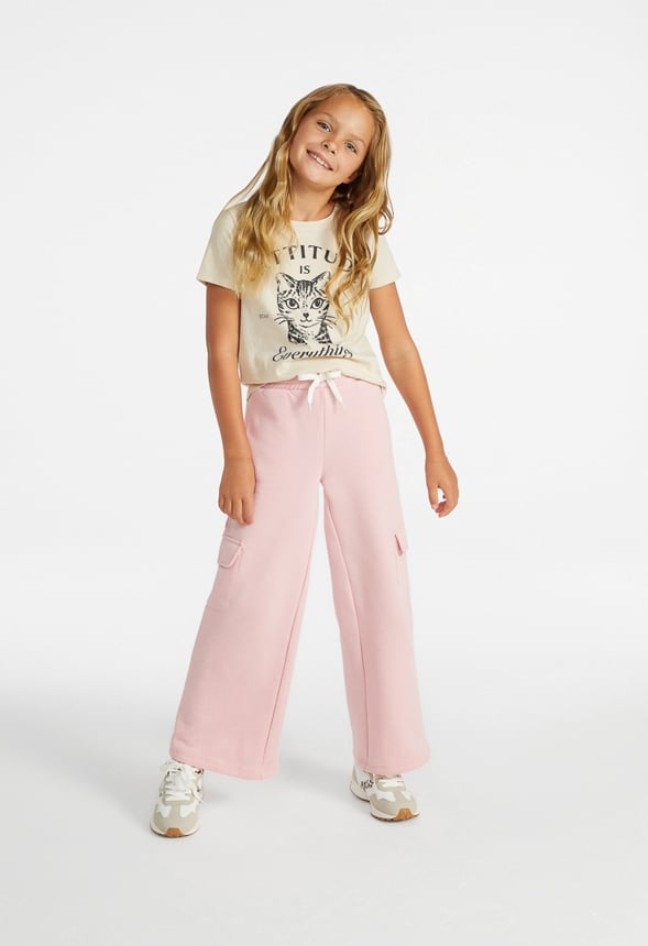Wide Leg Cargo Pants Pink