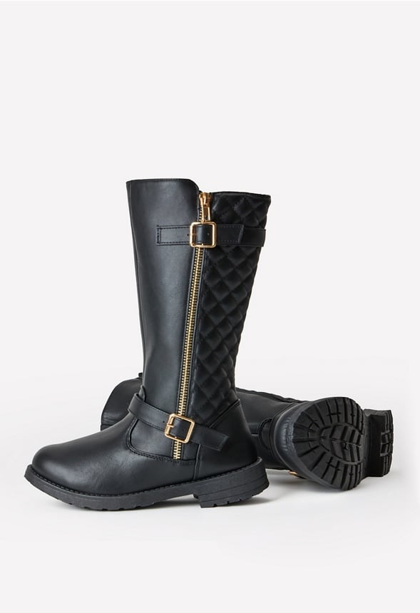 Quilted Tall Moto Boot Black