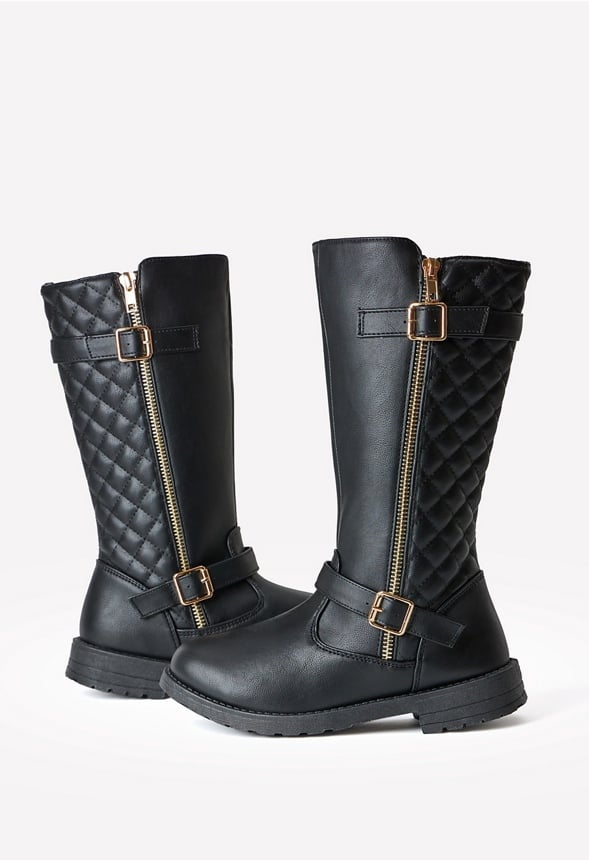 Quilted Tall Moto Boot Black