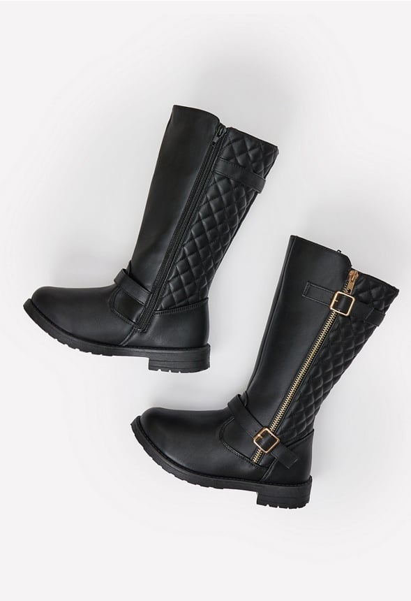 Quilted Tall Moto Boot Black