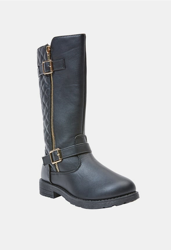 Quilted Tall Moto Boot Black