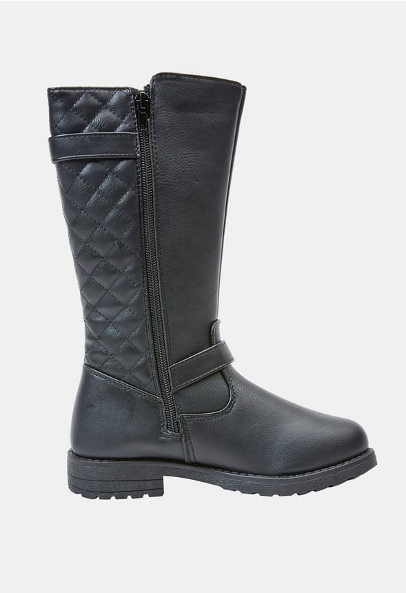 Quilted Tall Moto Boot Black