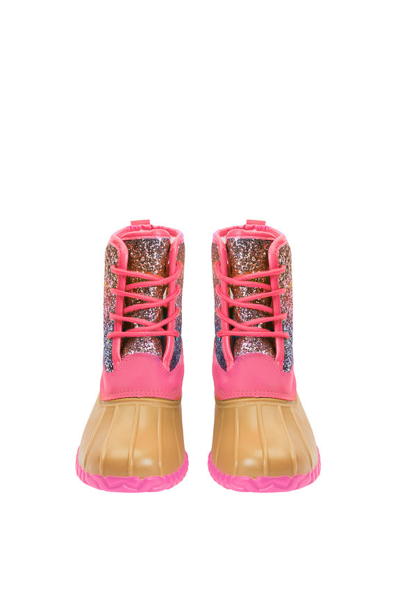 Ombre Lace Up Duck Boot Pink Ombre