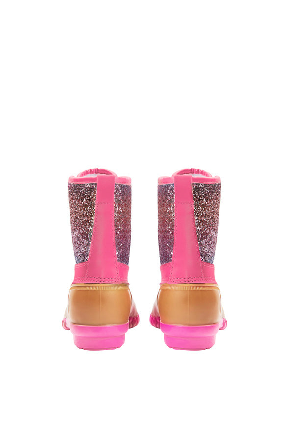 Ombre Lace Up Duck Boot Pink Ombre