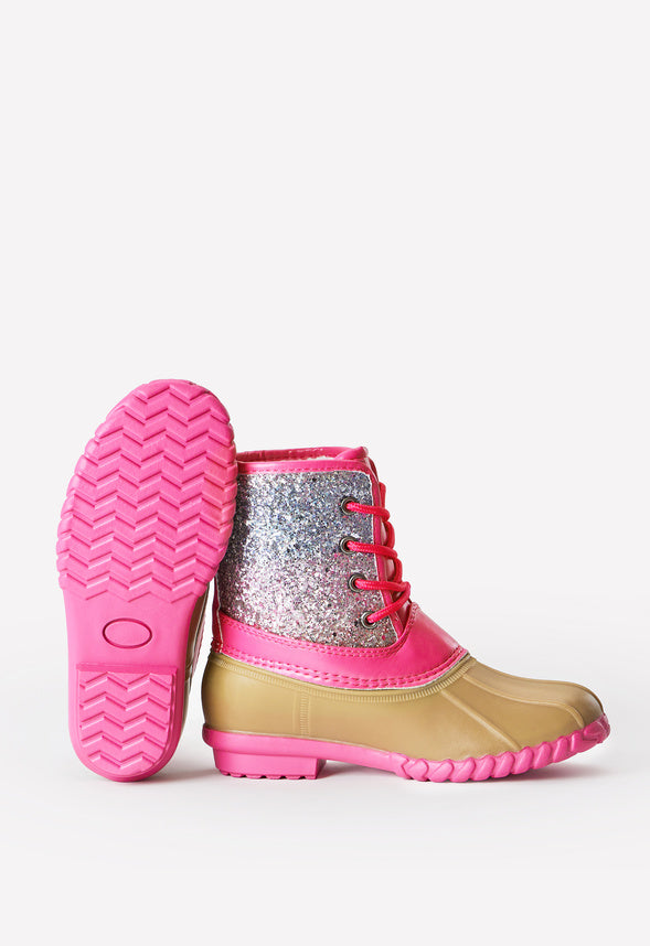 Ombre Glitter Lace Up Duck Boot Pink Ombre