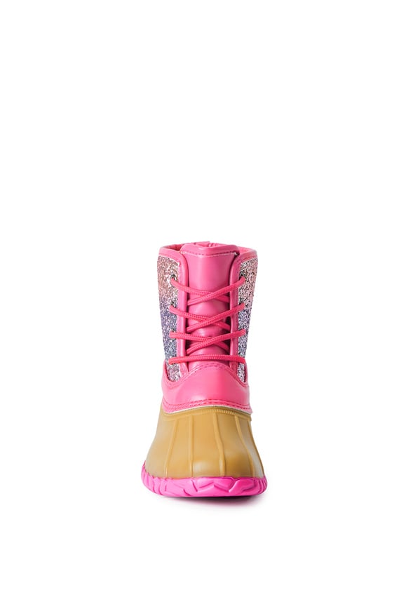 Ombre Glitter Lace Up Duck Boot Pink Ombre