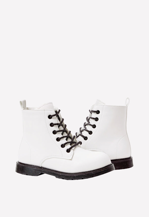 Glitter Lug Sole Boot White