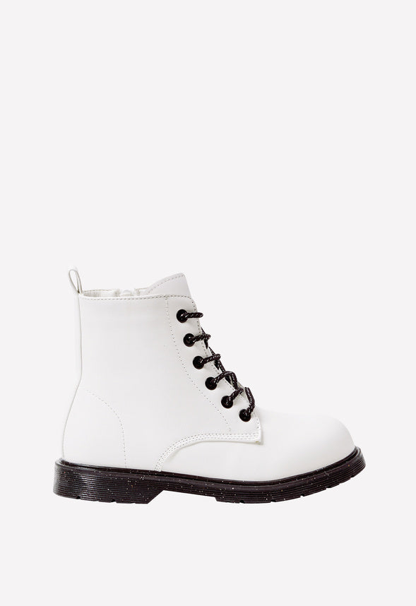 Glitter Lug Sole Boot White