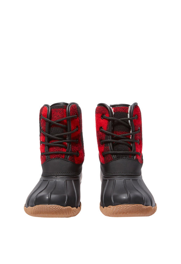 Buffalo Plaid Lace Up Duck Boot Black